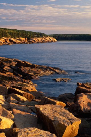 Обои небо, горы, скалы, камни, море, мэйн, acadia national park, the sky, mountains, rocks, stones, sea, maine разрешение 1920x1080 Загрузить