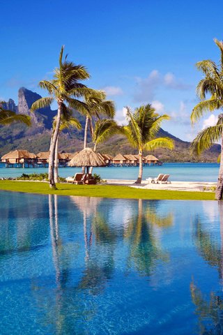 Обои море, курорт, бунгало, тропики, бора-бора, sea, resort, bungalow, tropics, bora bora разрешение 2500x1877 Загрузить