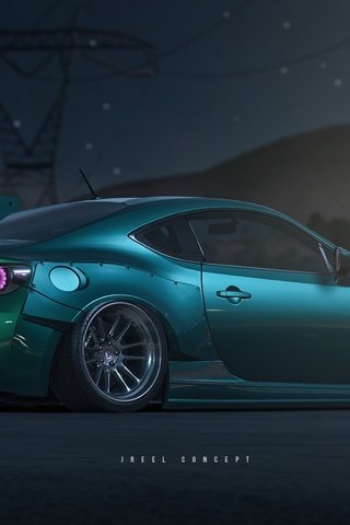 Обои арт, ночь, машина, авто, рендеринг, жажда скорости, субару, subaru brz, art, night, machine, auto, rendering, need for speed, subaru разрешение 1920x1080 Загрузить