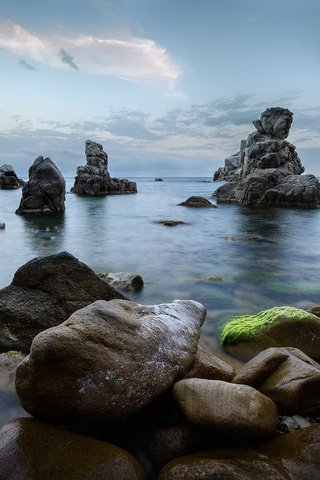 Обои скалы, камни, берег, пейзаж, море, rocks, stones, shore, landscape, sea разрешение 2048x1447 Загрузить