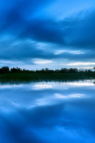 Обои небо, деревья, вода, вечер, озеро, отражение, the sky, trees, water, the evening, lake, reflection разрешение 1920x1080 Загрузить