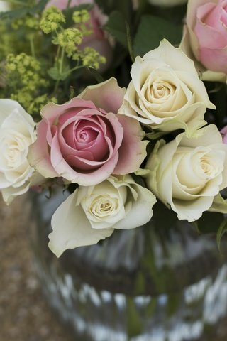 Обои цветы, розы, букет, ваза, боке, flowers, roses, bouquet, vase, bokeh разрешение 7360x4912 Загрузить
