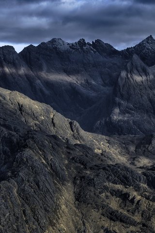 Обои небо, cuillin, горы, скалы, природа, тучи, шотландия, пасмурно, остров скай, the sky, mountains, rocks, nature, clouds, scotland, overcast, isle of skye разрешение 7200x4800 Загрузить