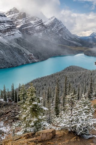 Обои горы, природа, peyto lake, mountains, nature разрешение 3840x2160 Загрузить