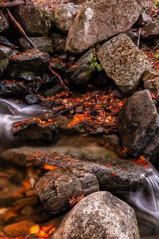 Обои камни, водопад, осень, валуны, stones, waterfall, autumn, boulders разрешение 2048x1367 Загрузить