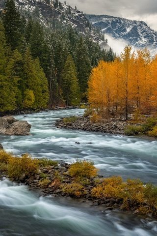 Обои река, горы, осень, river, mountains, autumn разрешение 2048x1300 Загрузить