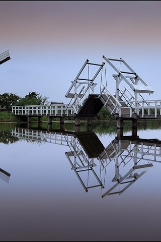 Обои мост, канал, мельница, нидерланды, голландия, киндердейк, bridge, channel, mill, netherlands, holland, kinderdijk разрешение 2048x1368 Загрузить