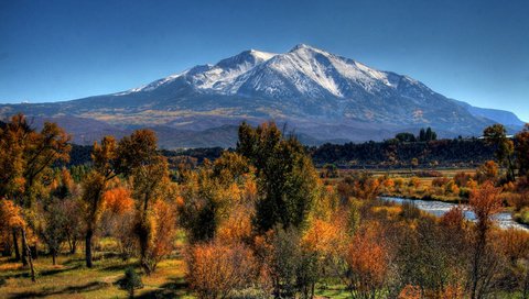 Обои деревья, гора, осень, trees, mountain, autumn разрешение 2560x1600 Загрузить