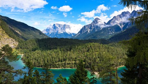 Обои горы, rasthaus zugspitzblick, австрия, mountains, austria разрешение 2560x1600 Загрузить