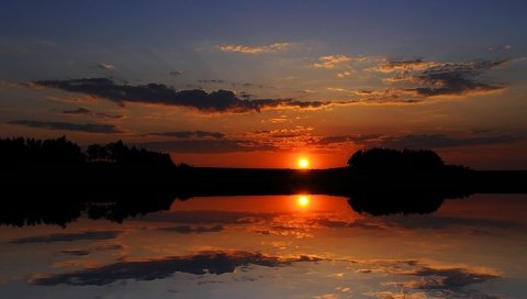 Обои озеро, закат, пейзажи, кучевые облока, lake, sunset, landscapes, cumulus obloka разрешение 1920x1200 Загрузить