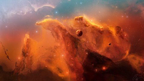 Обои звезды, планета, туманность, stars, planet, nebula разрешение 2560x1600 Загрузить