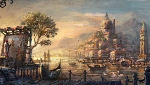 Обои города, anno 1404, lowres, венецианский, city, venetian разрешение 4099x1820 Загрузить