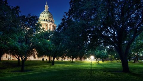 Обои деревья, вашингтон, здание, капитолий, остин, купол, texas state capitol, trees, washington, the building, capitol, austin, the dome разрешение 2560x1600 Загрузить