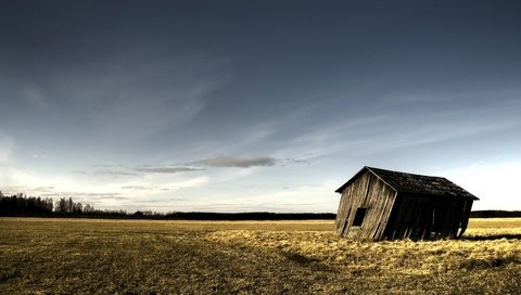 Обои облака, поле, сарай, clouds, field, the barn разрешение 3750x2515 Загрузить