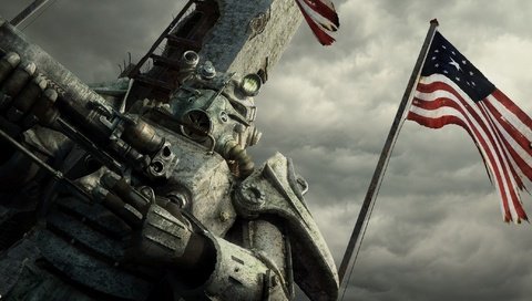 Обои флаг, fallout, bethesda, flag разрешение 3200x1175 Загрузить