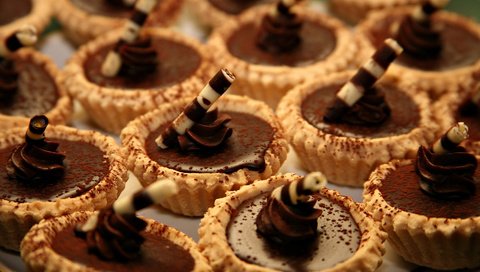 Обои шоколад, сладкое, корзинка, десерт, тарталетки, chocolate, sweet, basket, dessert, tartlets разрешение 1920x1200 Загрузить