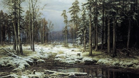 Обои картина, шишкин, первый снег, picture, shishkin, the first snow разрешение 2061x1300 Загрузить