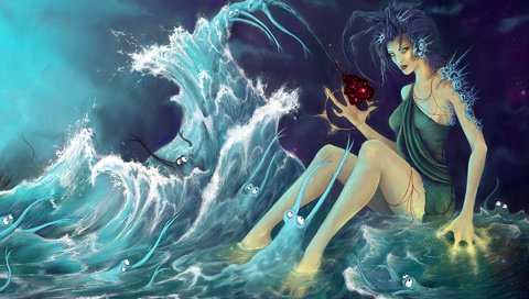 Обои вода, девушка, ракушки, водные черти, четыре пальца, water, girl, shell, water devils, four fingers разрешение 1920x1200 Загрузить