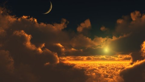 Обои облака, солнце, луна, clouds, the sun, the moon разрешение 2560x1600 Загрузить