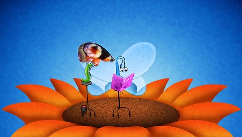 Обои цветок, бабочка, крылья, гусеница, владстудио, flower, butterfly, wings, caterpillar, vladstudio разрешение 2560x1600 Загрузить