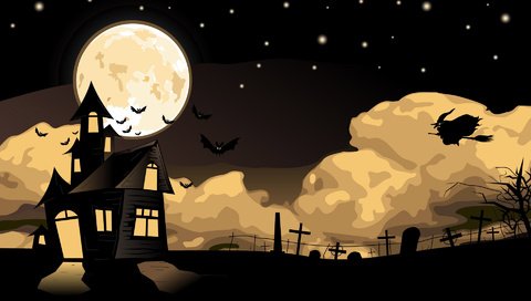 Обои арт, ночь, вектор, картинка, праздник, хэллоуин, хеллоуин, мистика, art, night, vector, picture, holiday, halloween, mystic разрешение 1920x1200 Загрузить