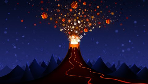 Обои подарки, вулкан, взрыв, gifts, the volcano, the explosion разрешение 2560x1600 Загрузить