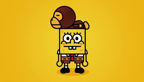 Обои желтый, спанч боб, bape, губка боб, yellow, spongebob разрешение 1920x1200 Загрузить