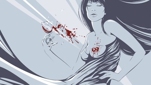 Обои девушка, вектор, кровь, бокал, girl, vector, blood, glass разрешение 1920x1440 Загрузить