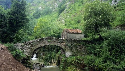 Обои мост, домик, каменый, bridge, house, stone разрешение 1920x1200 Загрузить