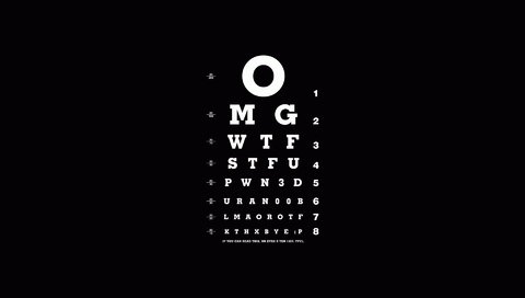 Обои черный, белый, буквы, проверка зрения, разный шрифт, black, white, letters, vision screening, different font разрешение 1920x1200 Загрузить