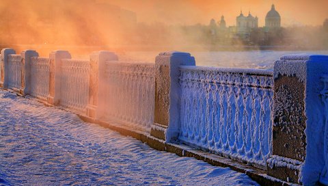 Обои снег, зима, мост, россия, парапет, snow, winter, bridge, russia, the parapet разрешение 1920x1200 Загрузить