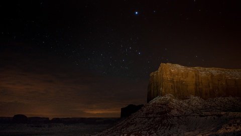Обои ночь, скала, звезды, пустыня, каньон, night, rock, stars, desert, canyon разрешение 1920x1200 Загрузить