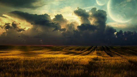 Обои облака, природа, обои, пейзаж, поле, пшеница, fields, clouds, nature, wallpaper, landscape, field, wheat разрешение 2560x1600 Загрузить