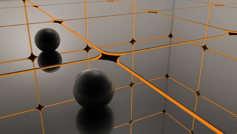 Обои шары, отражение, черный, оранжевый, balls, reflection, black, orange разрешение 2560x1440 Загрузить