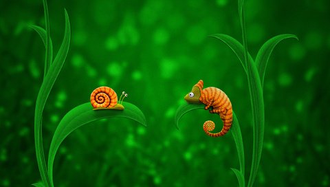 Обои листья, стебли, улитка, хамелеон, встреча, snail and chameleon, маскировка, leaves, stems, snail, chameleon, meeting, disguise разрешение 2560x1600 Загрузить