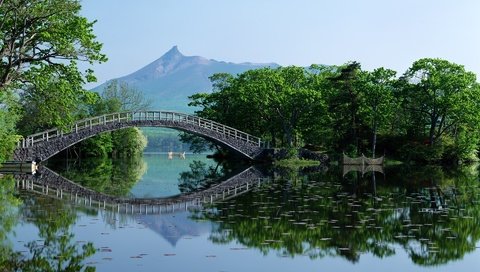 Обои мост, япония, хоккайдо, bridge, japan, hokkaido разрешение 1920x1200 Загрузить