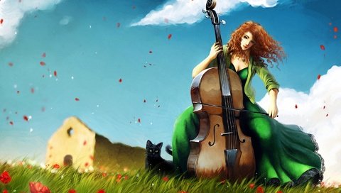 Обои рисунок, музыка, виолончель, figure, music, cello разрешение 1920x1200 Загрузить