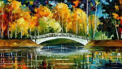 Обои мост, осень, white bride new oil, картина маслом, bridge, autumn, oil painting разрешение 2200x1200 Загрузить