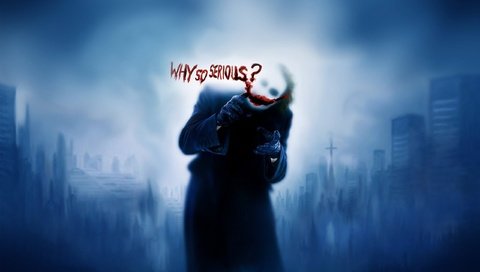 Обои синий, кровь, джокер, бэтмен, why so serious, blue, blood, joker, batman разрешение 2560x1600 Загрузить