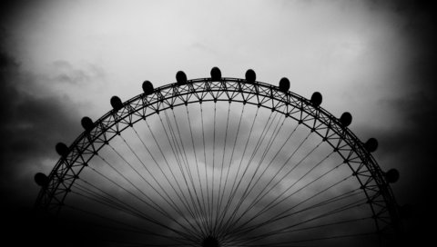 Обои небо, черно-белая, london eye, the sky, black and white разрешение 4288x2848 Загрузить