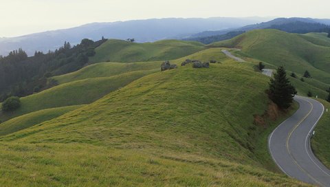 Обои дорога, холмы, зелёный, road, hills, green разрешение 3200x1200 Загрузить