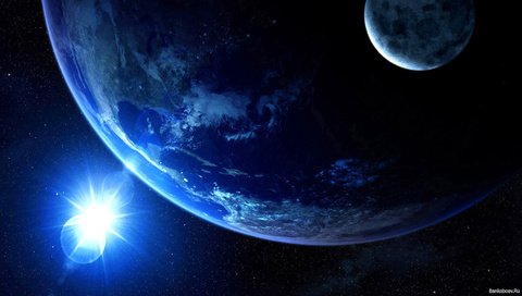 Обои свет, земля, космос, луна, планеты, спутник, light, earth, space, the moon, planet, satellite разрешение 1920x1080 Загрузить