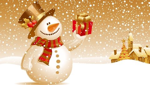 Обои снег, новый год, зима, снеговик, подарок, елочная, snow, new year, winter, snowman, gift, christmas разрешение 1920x1080 Загрузить