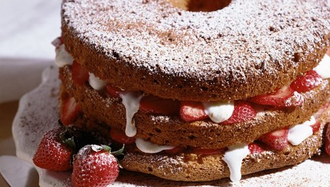 Обои клубника, сладости, сладкое, десерт, сахарная пудра, пирог, крем, strawberry, sweets, sweet, dessert, powdered sugar, pie, cream разрешение 1920x1200 Загрузить