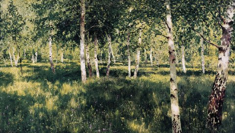 Обои картина, левитан, березовая роща, picture, levitan, birch grove разрешение 2239x1300 Загрузить