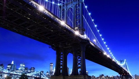 Обои ночь, огни, мост, нью-йорк, бруклинский мост, night, lights, bridge, new york, brooklyn bridge разрешение 4752x3169 Загрузить