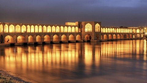 Обои свет, вода, отражение, иран, исфахан, мост хаджу, хаджу, light, water, reflection, iran, isfahan, bridge hajj разрешение 1920x1080 Загрузить