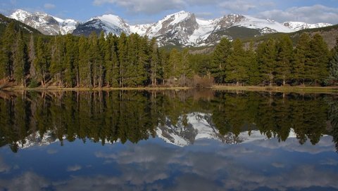 Обои озеро, горы, сосны, lake, mountains, pine разрешение 1920x1080 Загрузить