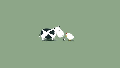 Обои минимализм, корова, яйцо, курица, minimalism, cow, egg, chicken разрешение 1920x1080 Загрузить