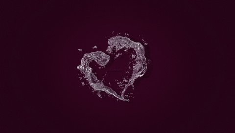 Обои вода, фиолетовый, сердце, любовь, черный фон, влюбленная, сердечка, в форме сердца, water, purple, heart, love, black background разрешение 1920x1080 Загрузить